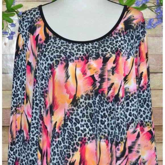 Sole Dione Studio Women's Colorful Animal Leopard Tunic Blouse Top Plus Size 2X - Picture 2 of 10
